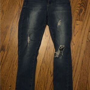 YMI Blue Skinny Jeans with Distressed Details